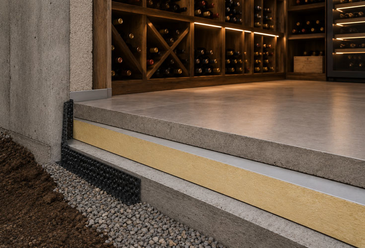 Isolation du sol et de la porte dans une cave à vin climatisée