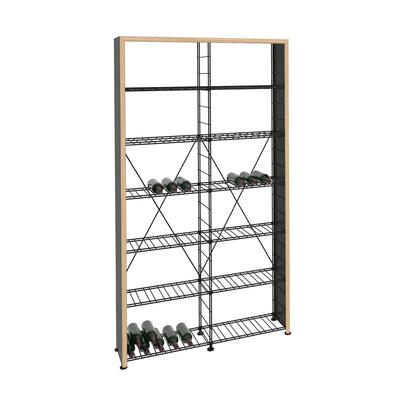 Photo du produit '�tag�re � vin LA CAVE, H 220 x L 123 cm, 12 tablettes, bordure en bois'