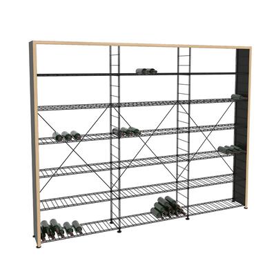 Photo du produit '�tag�re � vin LA CAVE, H 220 x L 273 cm, 12 tablettes, bordure en bois'