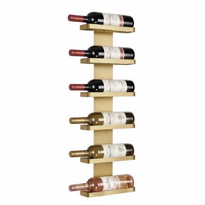Photo du produit '�tag�re � vin murale en m�tal dor� pour 6 bouteilles de 0,75l'