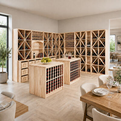 Photo du produit '�tag�res � vin PRESTIGE, ch�ne massif nature'