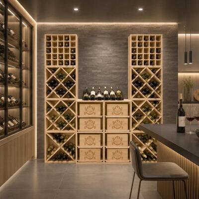 Photo du produit '�tag�res � vin modulables CUBE 52, bois de pin naturel'