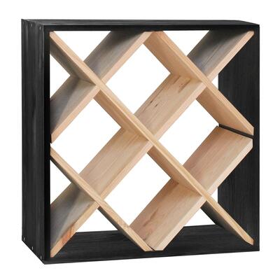 Photo du produit 'Casier � vin 52 cm, losange, teint� noir-naturel'