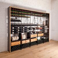 Photo du produit 'Syst�me d�tag�re � vin LA CAVE en m�tal avec bordure en bois, H 220 cm'