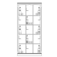 Syst�me d�tag�re � vin PIEMONT, bois de sapin, laqu� blanc avec bord en aulne plaqu� marron clair, mod�le 4