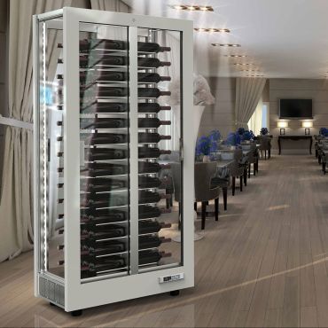 Réfrigérateur à vin d'exception TECA VINO, cadre blanc mat
