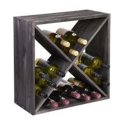 Étagère à vin CUBE X 52, en pin de teinte brune