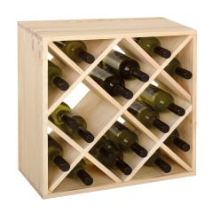 Étagère à vin CUBE 52 avec losanges, en pin naturel