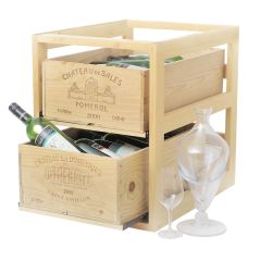 Étagère à vin CASE, bois de pin non teinté