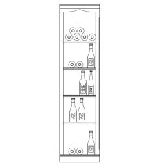 Système d´étagère à vin PIEMONT, bois de sapin, laqué blanc avec bord en aulne plaqué marron clair, modèle 1