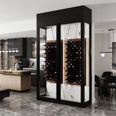 Vitrus, cabinet en verre, deux portes, stockage transversal des bouteilles, LED