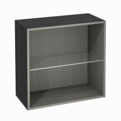 Module avec plateau en verre, finition frêne graphite