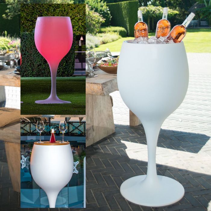 Seau à glace design, avec et sans éclairage LED modèle table d‘ appoint H 110 cm