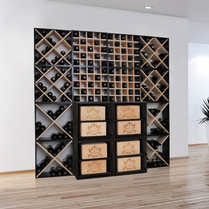 Étagères à vin modulables 52 cm en bois de pin, bicolores