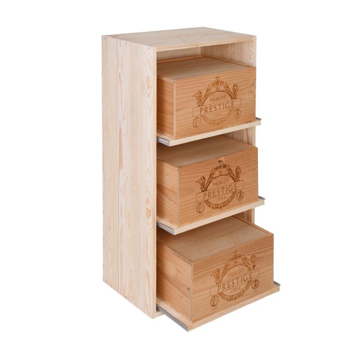 Étagère à vin BOX, en pin naturel