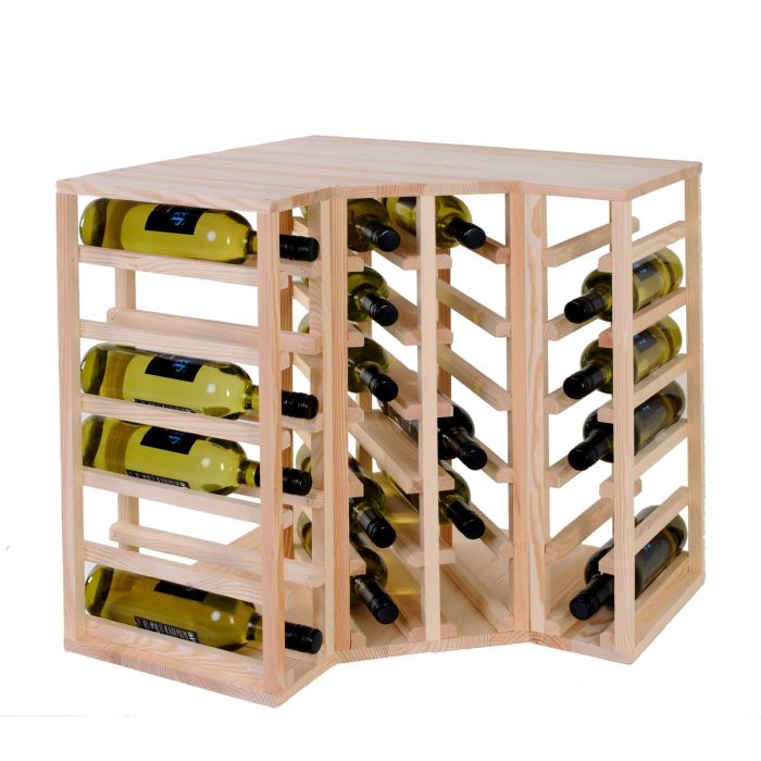 Étagère à vin 60 cm, module d´angle, en pin naturel