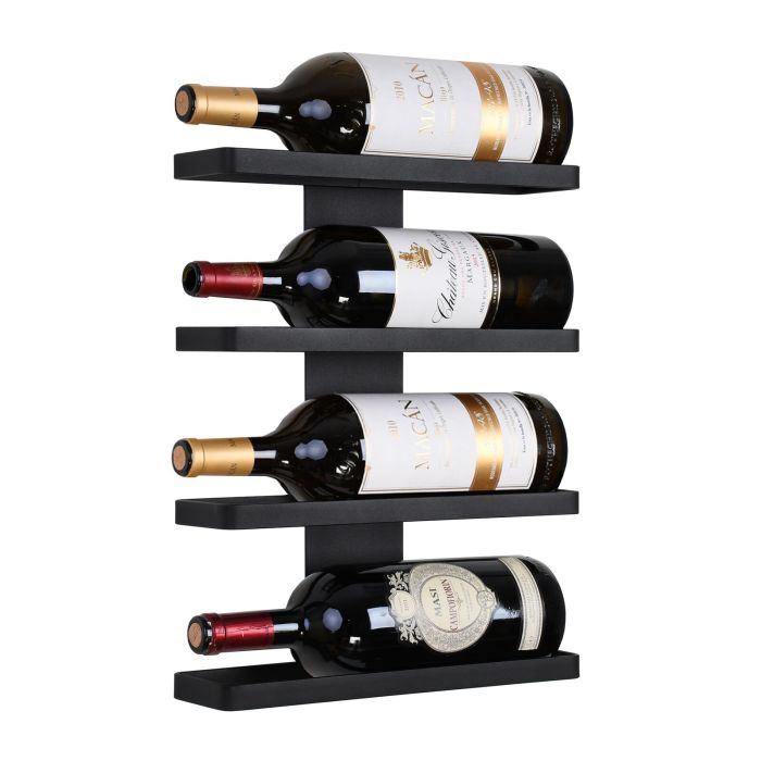 Étagère à vin murale en métal Black Pure pour 4 magnums