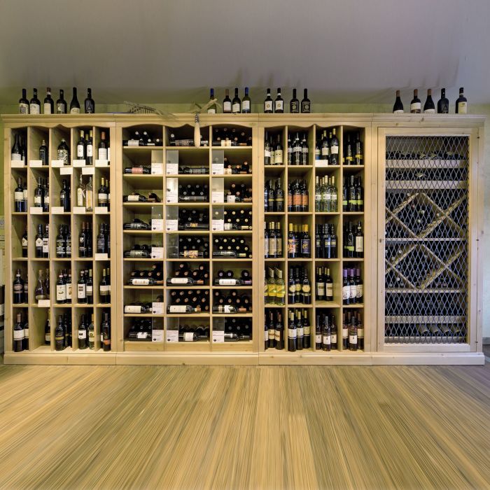 Système d 'étagères à vin BAROLO en bois de sapin, brun clair