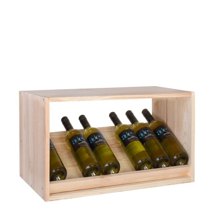 Étagère à vin avec tablette de présentation, pin naturel