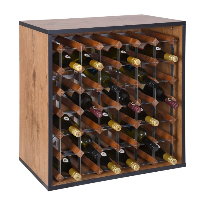 étagères à vin pour 36 bouteilles, chêne rustique avec bordure anthracite