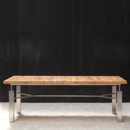 Table ACINO, rustique avec piétement en acier inoxydable