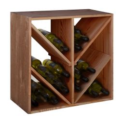 Étagère à vin avec emplacement diagonal, en pin teinté