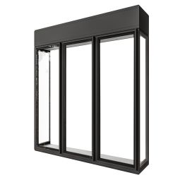 Vitrus, cabinet en verre,L 280 cm, 3 portes