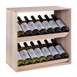 Étagère à vin 60 cm avec 2 présentoirs, chêne naturel