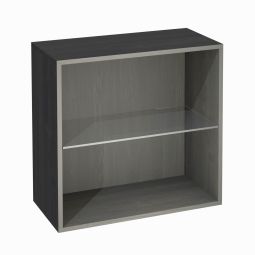 Module avec plateau en verre, finition frêne graphite